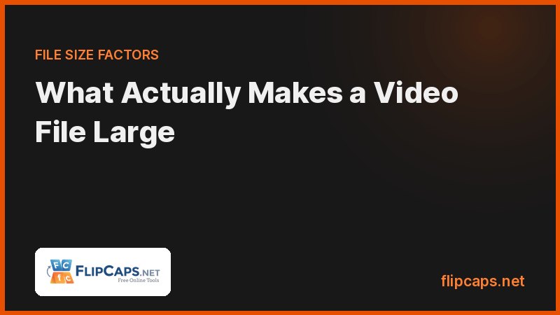 Diagram of the factors that make video files large including bitrate, resolution, frame rate, and duration