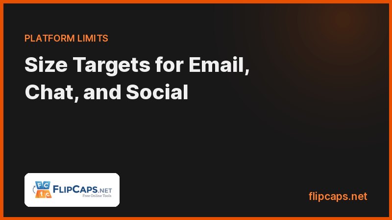 Video file size limits and upload targets for email attachments, WhatsApp, YouTube, and social media platforms