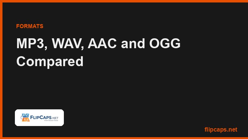 Comparison of audio formats MP3, WAV, AAC, OGG and FLAC for file size, quality and compatibility