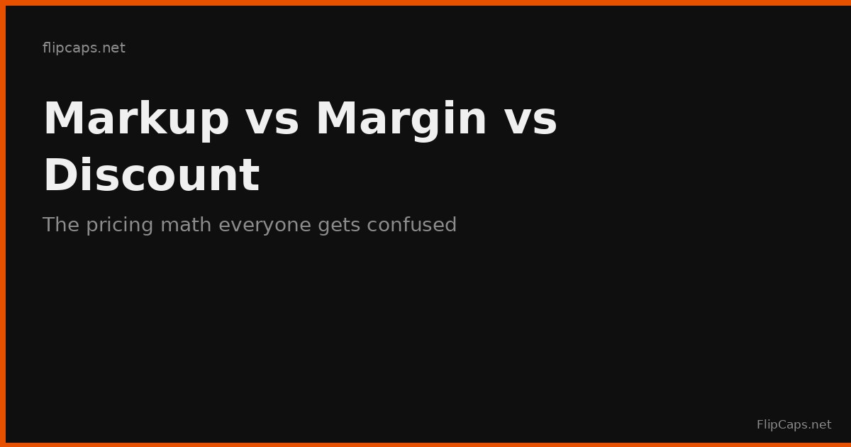 Illustration comparing markup, margin, and discount pricing math concepts