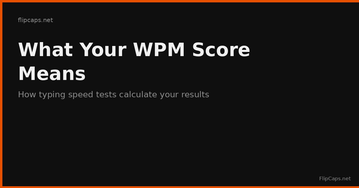 Typing speed test results showing WPM score and accuracy percentage on a keyboard