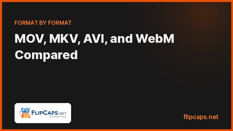 MOV, MKV, AVI, and WebM video container formats compared for editing, archiving, and web use